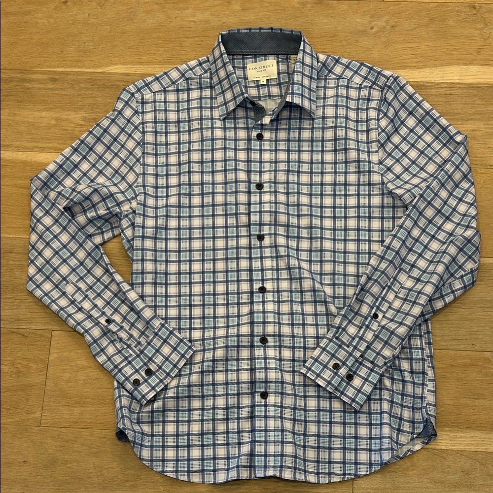 Men's Blue Plaid Button Down Shirt